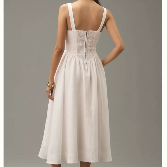 NEW BEST Reformation Balia Linen Midi Dress Sz4 White Linen Bow Sleeveless - Picture 11 of 13